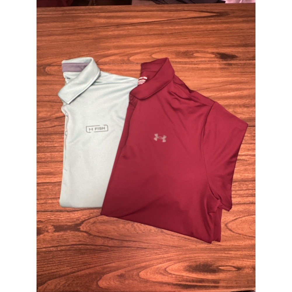 Under Armour Men's BUNDLE-2 Polos Aqua Green And Burgundy‎ Size 3XL